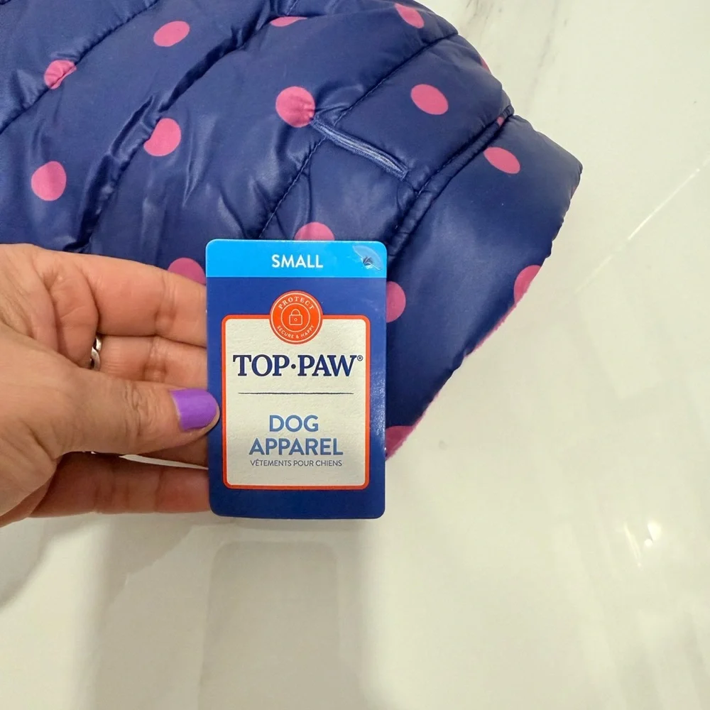 Top Paw Navy and Pink Pet Coat SMALL‎